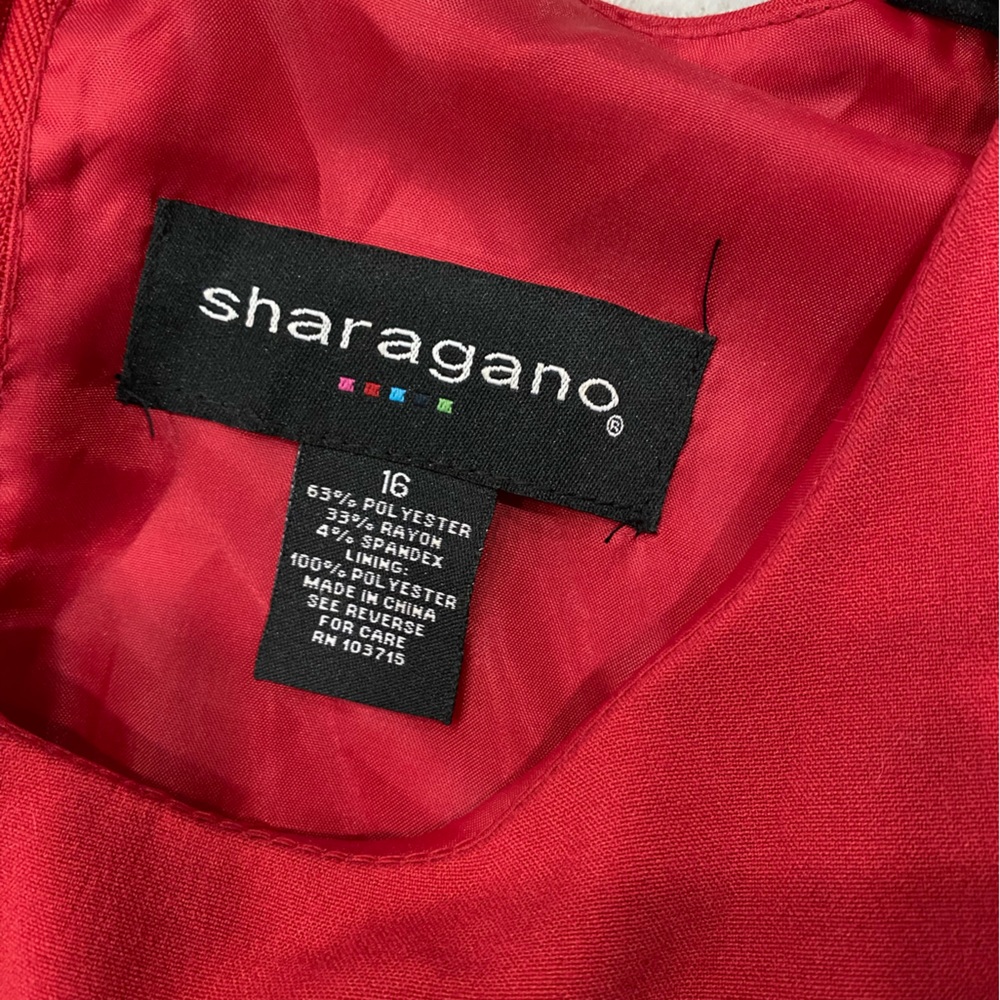 EUC Sharagano  Belted Non Stretch Red Dress - Picture 3 of 3